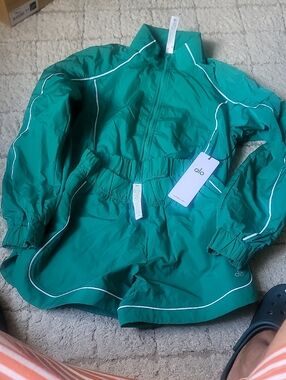 Alo Teal Windbreaker Jacket and Shorts Set